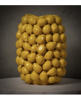 Vasi Scultura in Ceramica Veneziana di Colore Giallo
