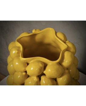 Vasi Scultura in Ceramica Veneziana di Colore Giallo