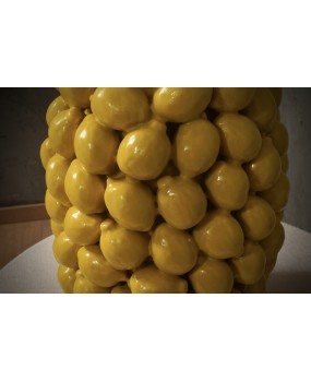 Vasi Scultura in Ceramica Veneziana di Colore Giallo