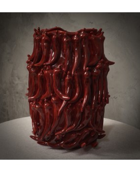 Vasi Scultura in Ceramica Veneziana di Colore Rosso
