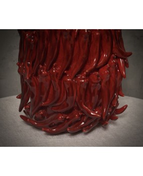 Vasi Scultura in Ceramica Veneziana di Colore Rosso