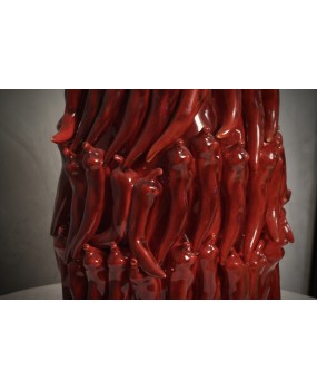 Vasi Scultura in Ceramica Veneziana di Colore Rosso