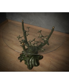 Willy Daro Bronze and Glass Mid-Century Coffe Side Table, 1970