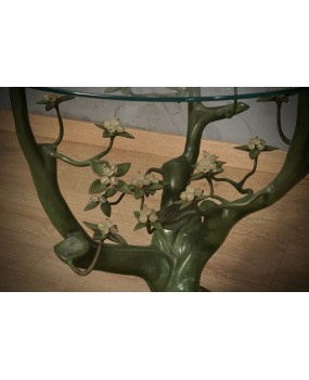Willy Daro Bronze and Glass Mid-Century Coffe Side Table, 1970