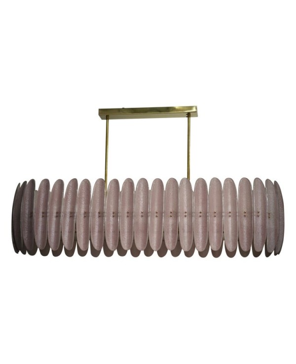 Murano Pink Art Glass Rectangular Mid-Century Chandelier and Pendant Murano Pink Art Glass Rectangular Mid-Century Chandelier and Pendant