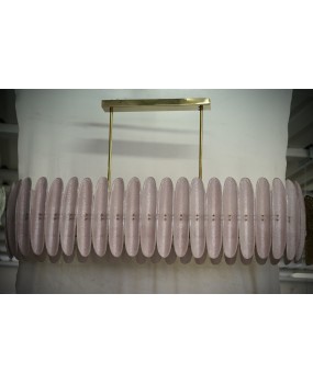 Lampadario Rettangolare in Vetro Artistico Rosa di Murano