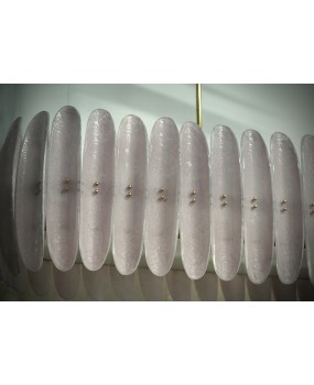 Lampadario Rettangolare in Vetro Artistico Rosa di Murano