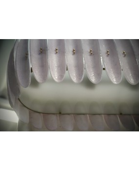 Murano Pink Art Glass Rectangular Mid-Century Chandelier and Pendant