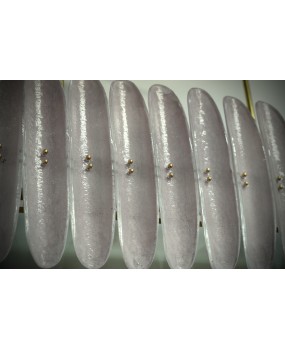 Murano Pink Art Glass Rectangular Mid-Century Chandelier and Pendant