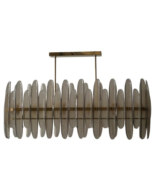 Murano Smoky Art Glass Rectangular Mid-Century Chandelier and Pendant Murano Smoky Art Glass Rectangular Mid-Century Chandelier and Pendant