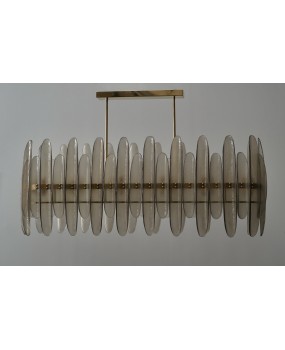 Lampadario Rettangolare in Vetro Artistico Fumé di Murano