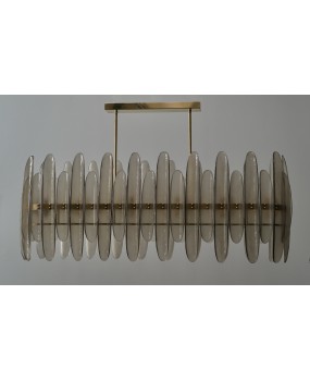 Lampadario Rettangolare in Vetro Artistico Fumé di Murano