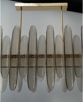 Lampadario Rettangolare in Vetro Artistico Fumé di Murano