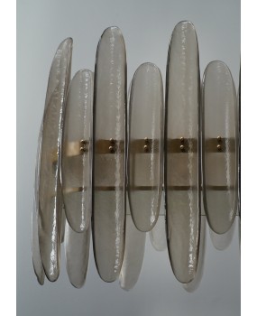 Lampadario Rettangolare in Vetro Artistico Fumé di Murano