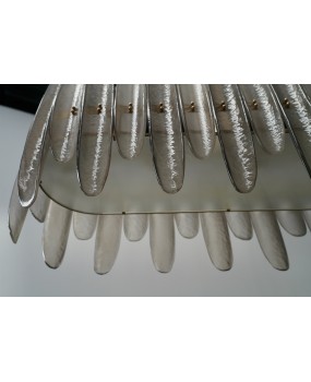 Lampadario Rettangolare in Vetro Artistico Fumé di Murano