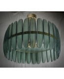 Lampadario in Vetro Artistico Verde di Murano e Ottone Lampadario in Vetro Artistico Verde di Murano e Ottone