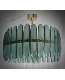 Lampadario in Vetro Artistico Verde di Murano e Ottone Lampadario in Vetro Artistico Verde di Murano e Ottone