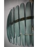 Murano Green Art Glass and Brass Midcentury Chandelier and Pendant Murano Green Art Glass and Brass Midcentury Chandelier and Pendant