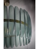 Murano Green Art Glass and Brass Midcentury Chandelier and Pendant Murano Green Art Glass and Brass Midcentury Chandelier and Pendant