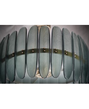 Lampadario in Vetro Artistico Verde di Murano e Ottone