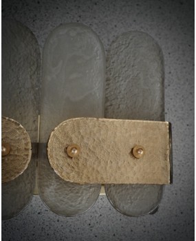 Murano Art Glass Sandblasted and Gold Color Brass Wall Light and Sconc