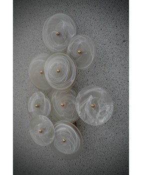 Applique in Vetro Artistico di Murano e Ottone di Colore Bianco