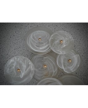 Applique in Vetro Artistico di Murano e Ottone di Colore Bianco
