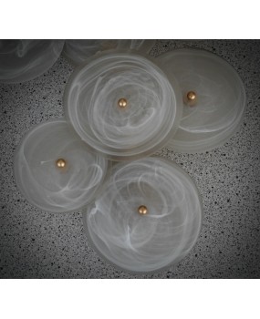 Murano Art Glass and Brass Light White Color Wall Light and Sconces