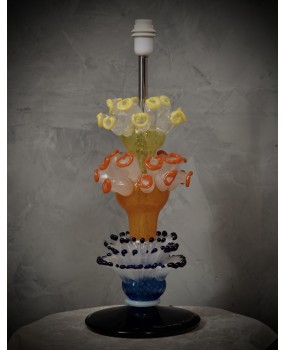 Lampada Vistosi in vetro di Murano giallo arancio e blu