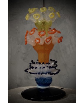 Lampada Vistosi in vetro di Murano giallo arancio e blu
