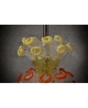 Lampada Vistosi in vetro di Murano giallo arancio e blu