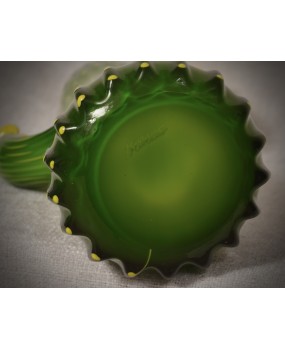 Vaso in Vetro Artistico di Murano Verde e Giallo
