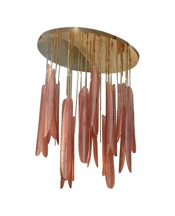 Lampadari in Vetro Artistico di Murano Rosa e Ottone