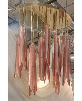 Lampadari in Vetro Artistico di Murano Rosa e Ottone