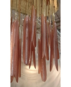 Lampadari in Vetro Artistico di Murano Rosa e Ottone