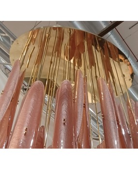 Lampadari in Vetro Artistico di Murano Rosa e Ottone
