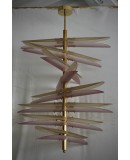 Lampadari in Vetro Artistico e Ottone di Murano Rosa e Ambra