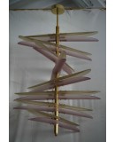 Lampadari in Vetro Artistico e Ottone di Murano Rosa e Ambra