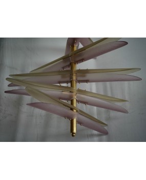 Lampadari in Vetro Artistico e Ottone di Murano Rosa e Ambra
