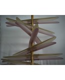 Lampadari in Vetro Artistico e Ottone di Murano Rosa e Ambra