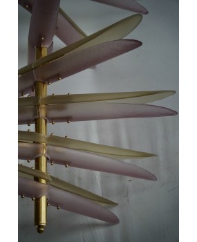 Lampadari in Vetro Artistico e Ottone di Murano Rosa e Ambra