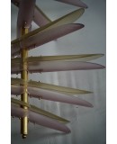 Lampadari in Vetro Artistico e Ottone di Murano Rosa e Ambra