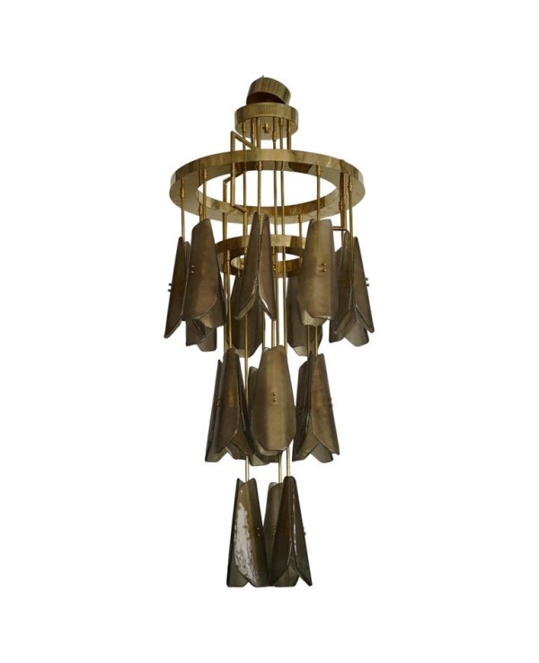 Lampadario in Vetro Artistico di Murano e Ottone
