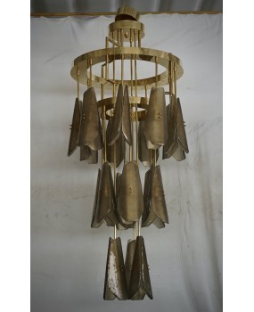 Lampadario in Vetro Artistico di Murano e Ottone