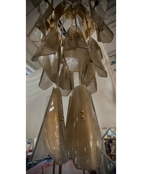 Lampadario in Vetro Artistico di Murano e Ottone