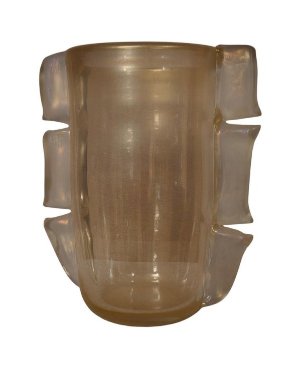 Murano Art Glass Blown Glass Gold Color Midcentury Vase