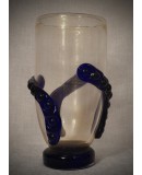 Vaso in Vetro Soffiato di Murano di Colore Oro e Blu