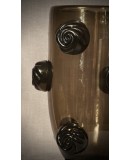 Vaso in Vetro Soffiato di Murano di Colore Nero e Fumé