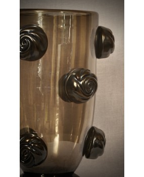 Murano Art Glass Blown Glass Black and Smoky Color Midcentury Vase