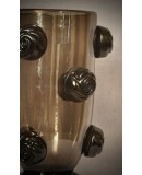 Vaso in Vetro Soffiato di Murano di Colore Nero e Fumé